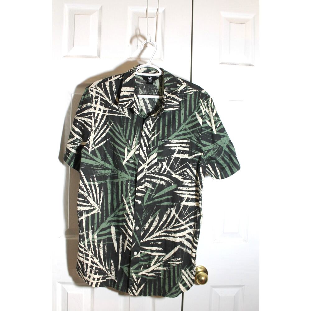 Volcom Tropical Palm Print SS Button Up Shirt sz L